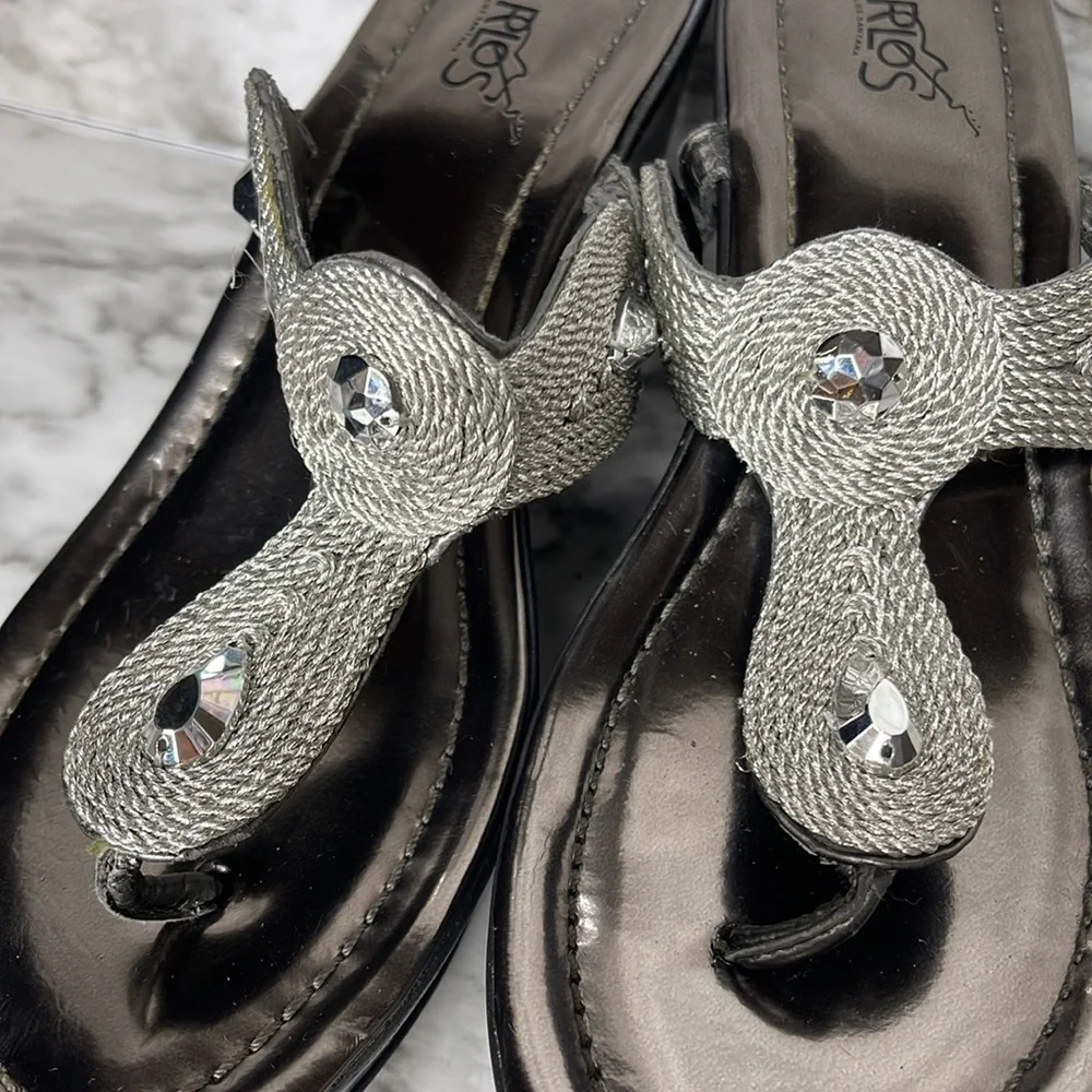 Carlos by Carlos Santana Women Pewter Kona Wedge Sandal Size 6.5